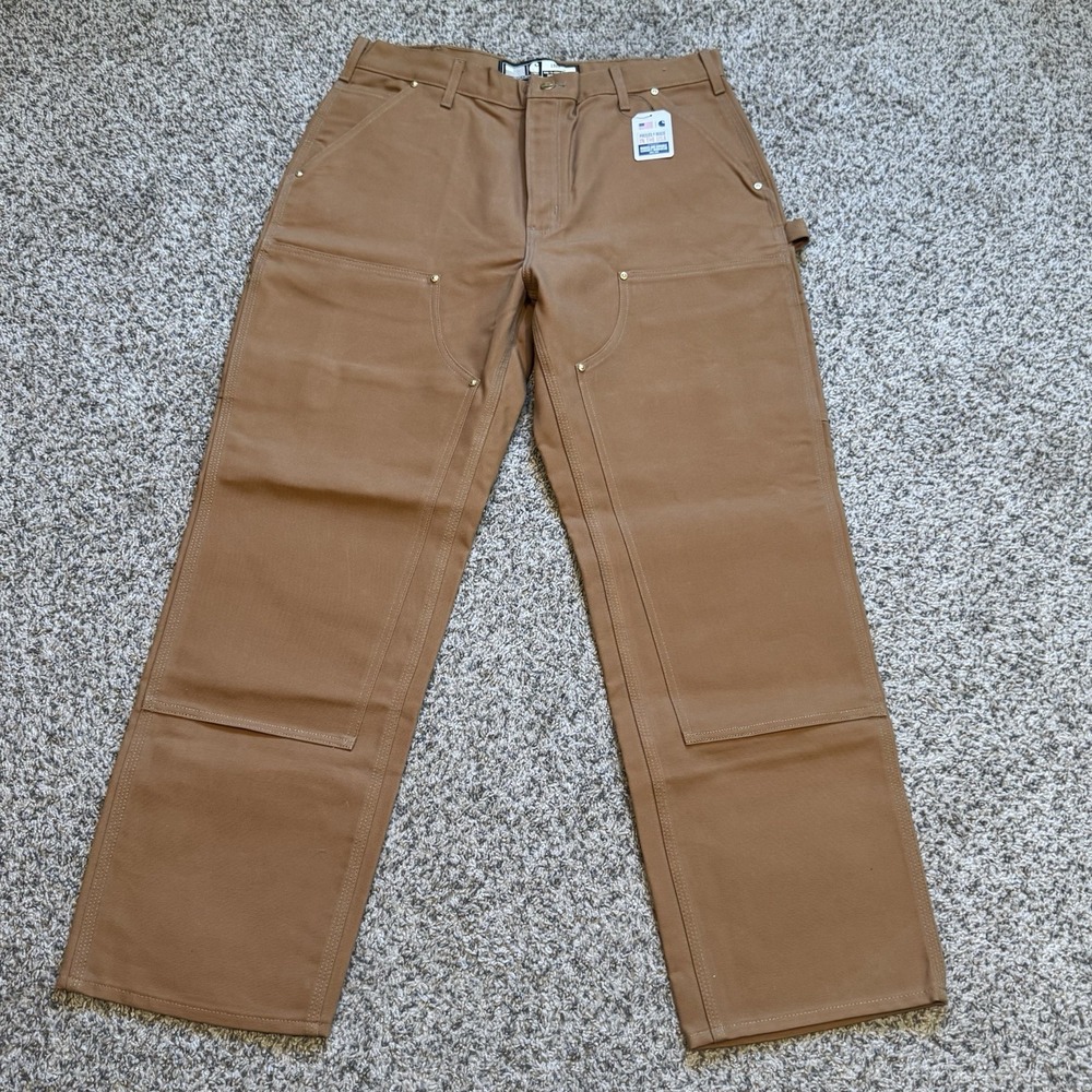 Carhartt B01 BRN Double Knee Canvas Pants 36x30 Loose Original Fit MADE IN USA